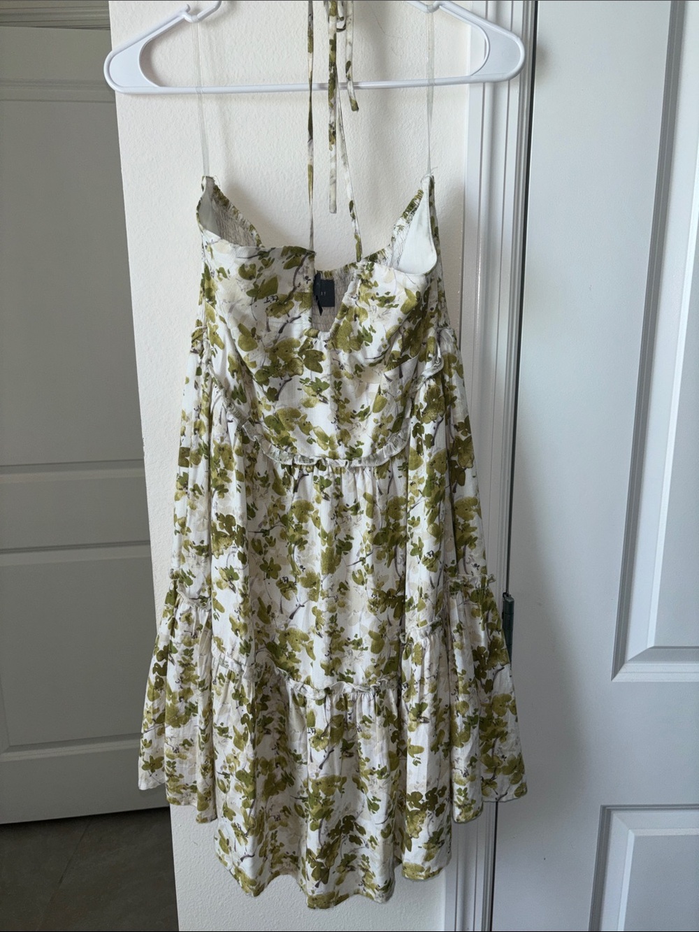 Olive Floral Tiered Mini Dress